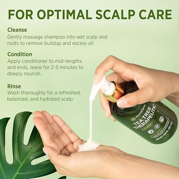 Roycederm Tea Tree Antifungal Shampoo and Conditioner: Complete Scalp Care Solution for Folliculitis, Dry, Itchy, and Flaky Scalp - Infused with Tea Tree Oil, Paraben & Sulfate Free-BrightBean Baby