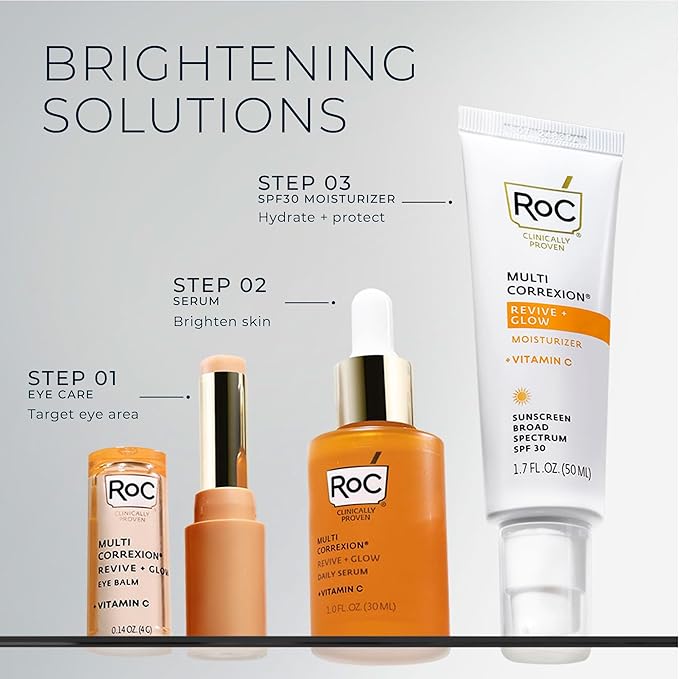 RoC Multi Correxion Revive + Glow Eye Balm with Vitamin C (0.14 oz) + Retinol Eye Cream Packette-BrightBean Baby