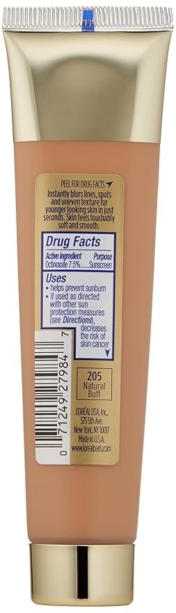 L'oreal Paris Visible Lift Blur Foundation, 205 Natural Buff, 1.3 Fluid Ounce-BrightBean Baby