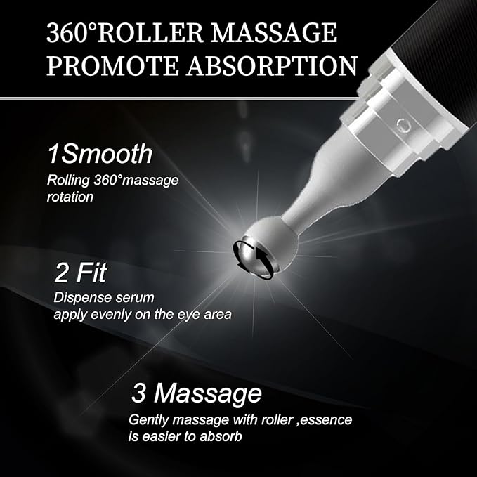 Eye Cream for Puffiness and Bags Under Eyes, Under Eye Cream for Dark Circles, Eye Roller for Puffy Eyes, Caffeine Eye Serum with 360°Massage Ball Reduce Wrinkles and Fine Lines-BrightBean Baby