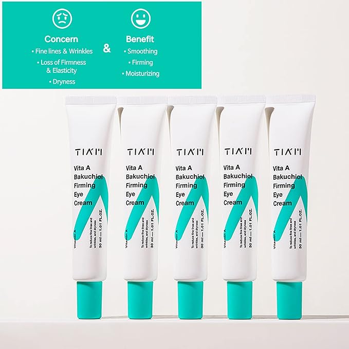 TIAM Vita A Bakuchiol Firming Eye Cream for Wrinkles, Anti-Aging, Dark Circles, and Puffiness, Fragrance-Free Under-Eye Treatment, 1.01 FL.OZ. / 30ml-BrightBean Baby