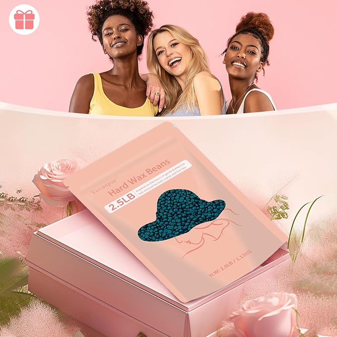 2.5lb Hard Wax Beads For Hair Removal, Yovanpur Waxing Beans for Sensitive Skin, Face, Eyebrows, Bikini, Brazilian, Legs and Full Body Bulk-BrightBean Baby