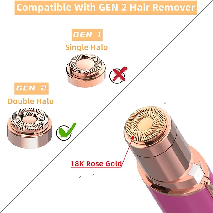 Facial Hair Remover Replacement Heads for Flawless Replacement Heads Gen 2 Suitable for Finishing Touch Flawless Facial Hair Removal Tool for Women,Double Halo Painless and Smooth As Seen On Tv,6 Pcs.