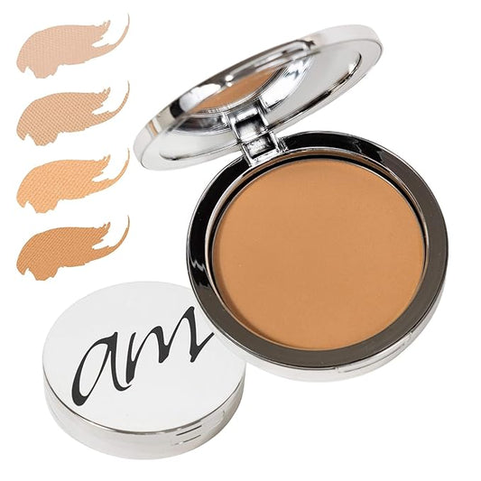 4-in-1 Pressed Foundation Powder with Natural SPF, Concealer & Finishing Powder, Medium to Full Coverage Foundation, Mineral-Based Powder (Halle, .35 oz)-BrightBean Baby