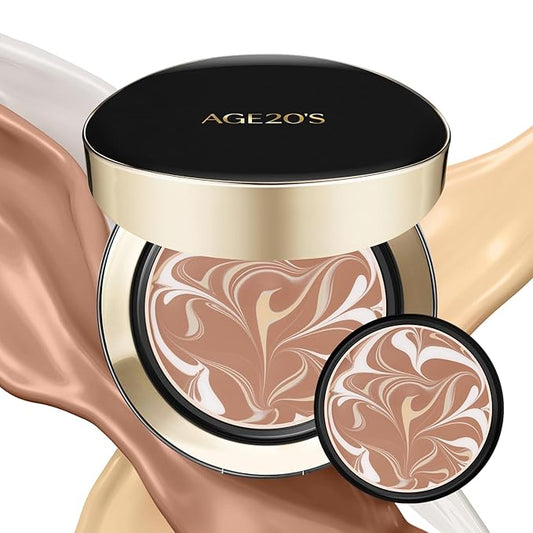 AGE20'S Signature Essence Pact SPF 50+ | Pack of 2 | 27C HONEY | Cream Foundation, Dewy Finish, Natural Coverage | Korean Cushion Foundation-BrightBean Baby