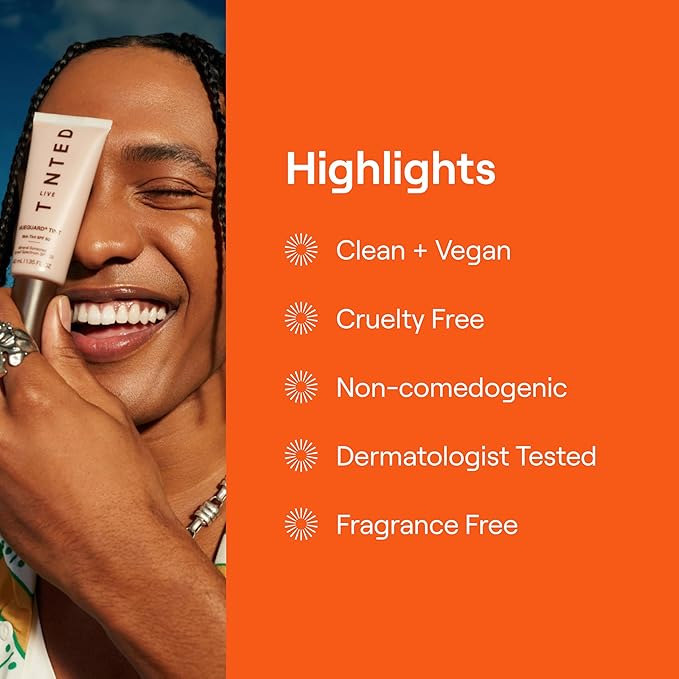 Live Tinted Hueguard Skin Tint SPF 50 - Tinted Mineral Sunscreen with Light-Medium Buildable Coverage With a Hydrating and Radiant Finish - Water and Sweat Resistant, 1.35 fl oz - Shade 04-BrightBean Baby