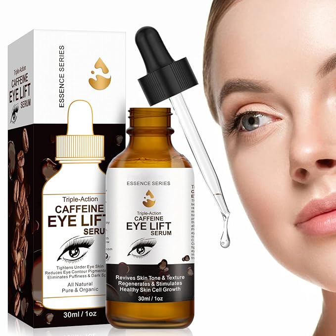 2 PCS Caffeine Eye Serum - Eye Cream for Dark Circles and Puffiness, with EGCG, Ascorbic Acid, Collagen, Caffeine Eye Lift Serum Reduces Under Eye Bags Wrinkles and Fine Lines- 2 oz/60 ml-BrightBean Baby