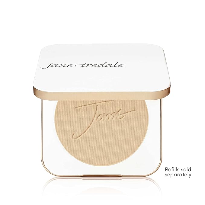 jane iredale Refillable Compact | Aluminum Shell & Magnetic Closure | Interior Mirror for On-The-Go Use | Compatible with all Powder Refills | White-BrightBean Baby