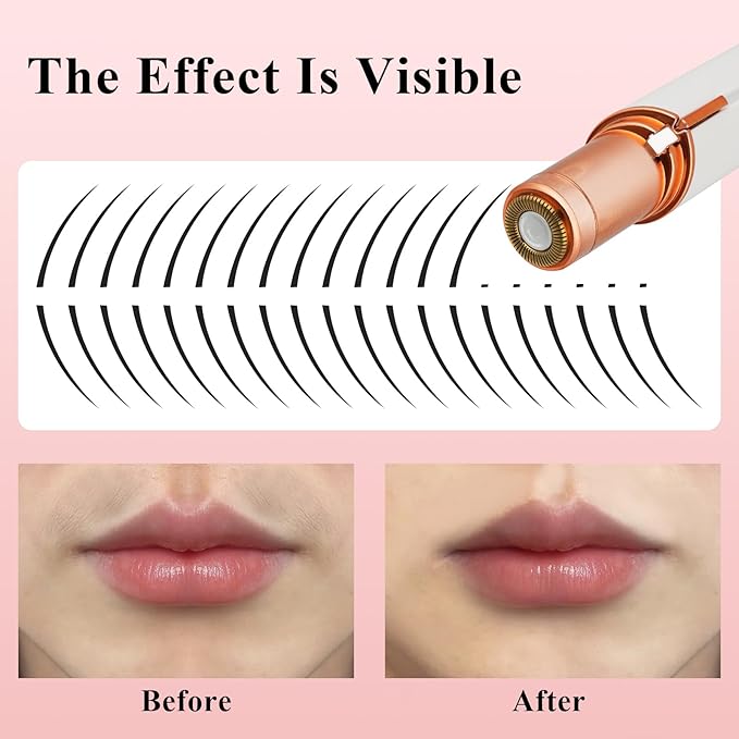 Facial Hair Removal for Women Men,Electric Painless Hair Removal Device Included 2 x Replacement Heads,USB Rechargeable Lady Womens Face Shaver with LED Light for Lip,Chin,Arms (White)