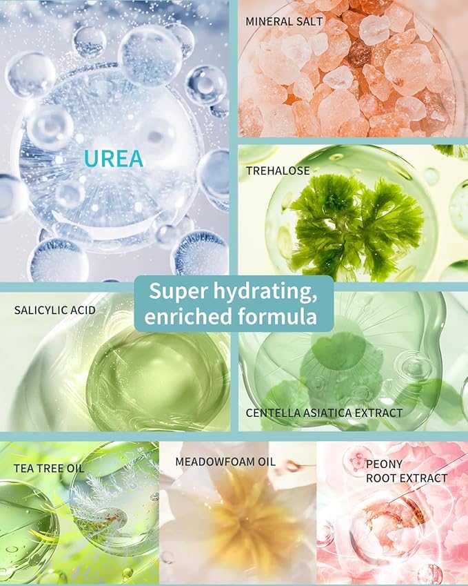 VTS Self Care Kit - Includes Moisturizing Heel Socks, Hand & Foot Oil, Salt Scrubs, Serum, Urea Cream 40 Percent - Hand Care Set, Foot Pedicure Kit for Dry Cracked Heels Feet Knees Elbows Hands-BrightBean Baby