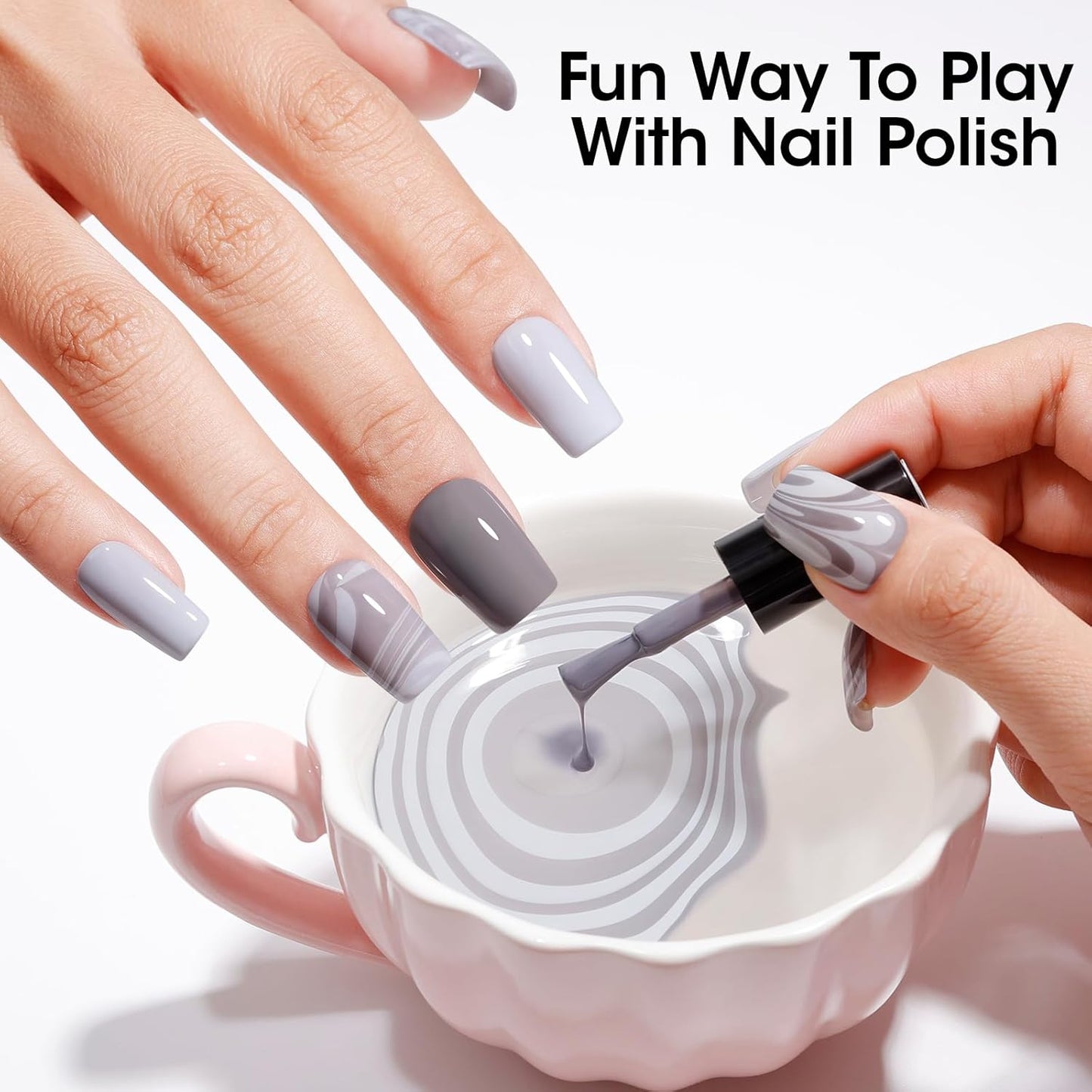 Gellen 4 Colors Black White Gray Nail Polish Set & Base Top Coat, Fall Winter Trendy Winter Black White Grey Regular Nail Polish Quick Air Dry Set for Women DIY Nails Home Salon, Hema Free, Toxin Free-BrightBean Baby