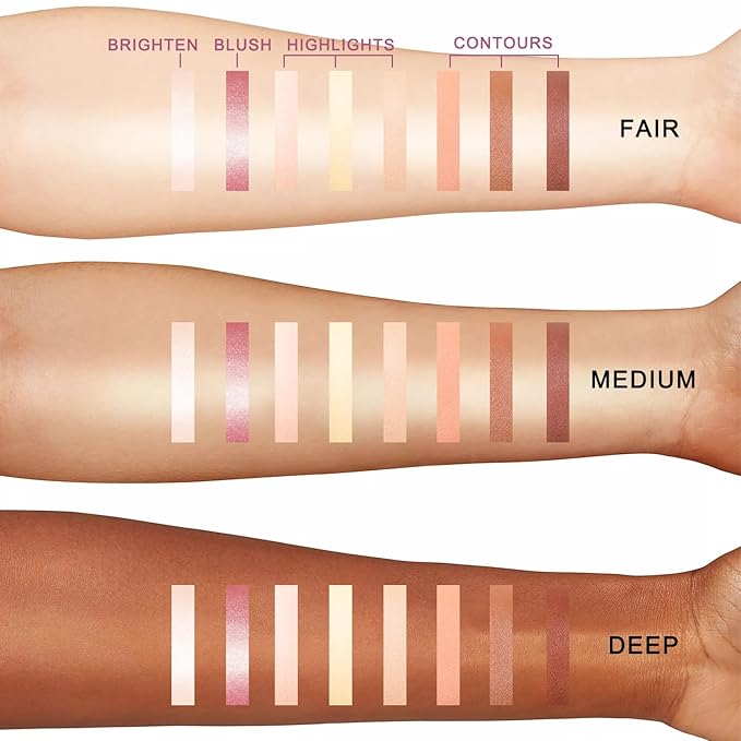 Youngfocus Cosmetics Cream Contour Best 8 Colors Contouring Foundation - Highlighting Makeup Kit/Concealer Palette - Vegan, Cruelty Free and Hypoallergenic - Instruction Manual(Face Blushes)-BrightBean Baby