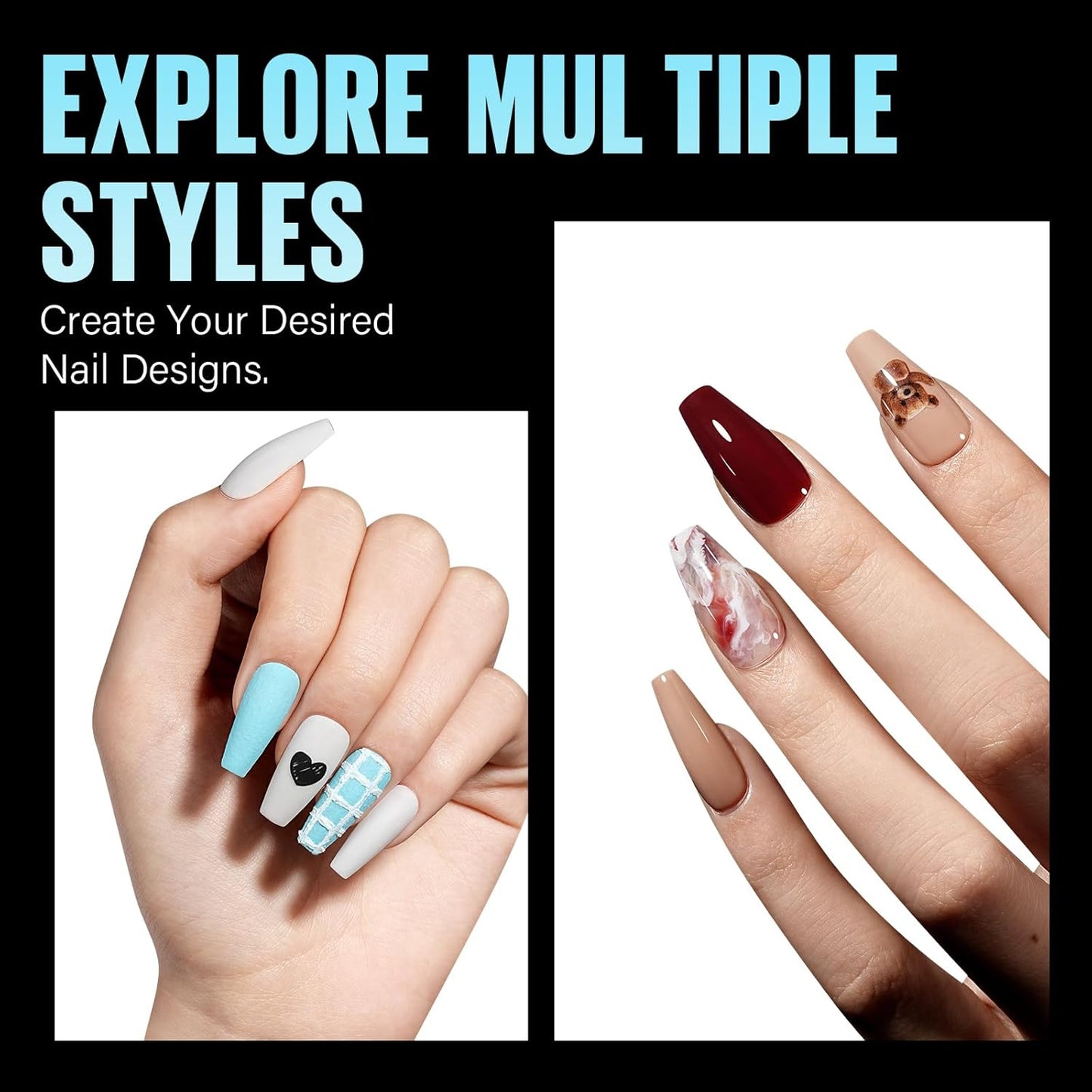 TOMICCA Medium Coffin Nail Tips, 240Pcs Half Matte Soft Acrylic Nail Tips, 12 Sizes Acrylic False Nail Tips, Nail Extension Tips for Beginner and Professional Home Diy-BrightBean Baby