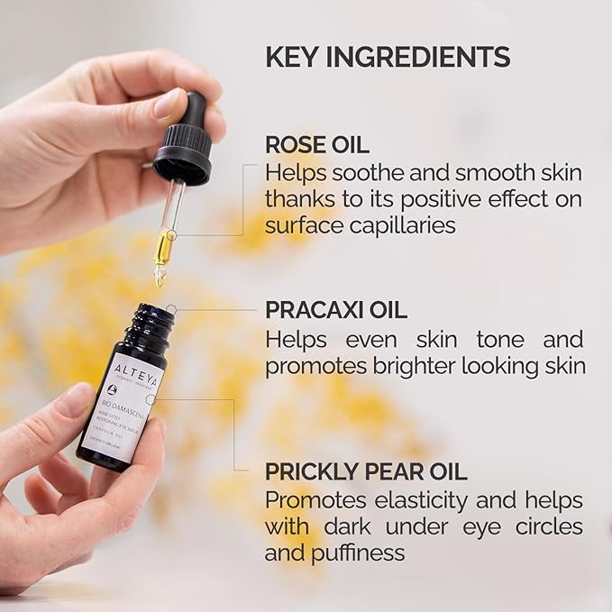Alteya Organics Eye Serum USDA Certified Organic Skin Care 0.34 Fl Oz/10 mL Bio Damascena Award-Winning Eye Treatment With Organic Bulgarian Rose Oil Rejuvenating, Revitalizing and Clarifying-BrightBean Baby