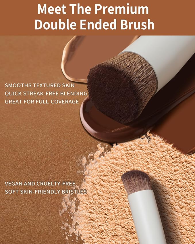 EIGSHOW Foundation and Concealer Brush, Dual Ended Makeup Brush For Flawless Foundation Coverage, Under Eye Concealer, Vegan & Cruelty-free (D110-Beige)-BrightBean Baby