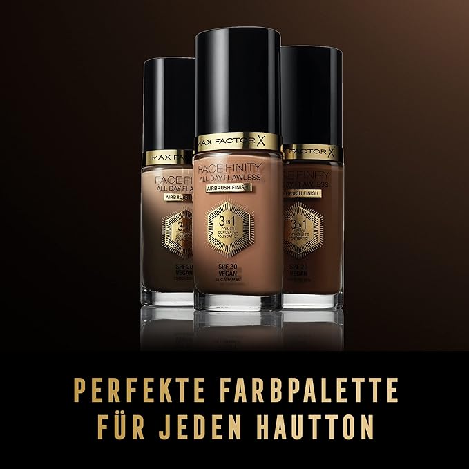 Max Factor Facefinity All Day Flawless 3 In 1 Foundation SPF 20, No. 30 Porcelain-BrightBean Baby