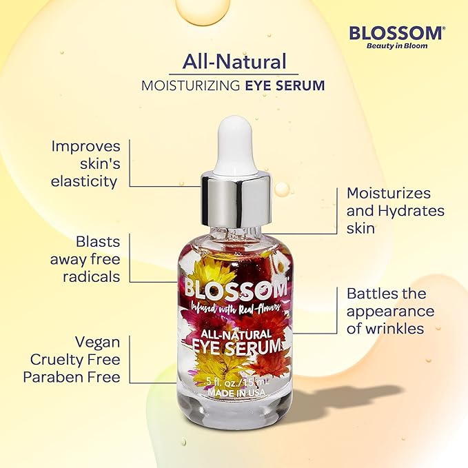 Blossom All Natural Organic Cruelty Free Moisturizing Eye Serum with Essential Oils, Infused with Real Flowers, Made in USA, 0.5 fl. oz., Summer Breeze-BrightBean Baby