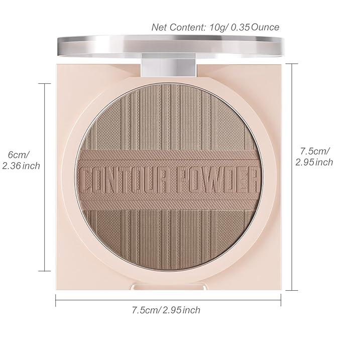 Contour Powder Makeup Palette Matte Face Sculpting Shading Silky Smooth Tone Tuning Flawless Pressed Powder Bronzer, 02 Grey Brown-BrightBean Baby