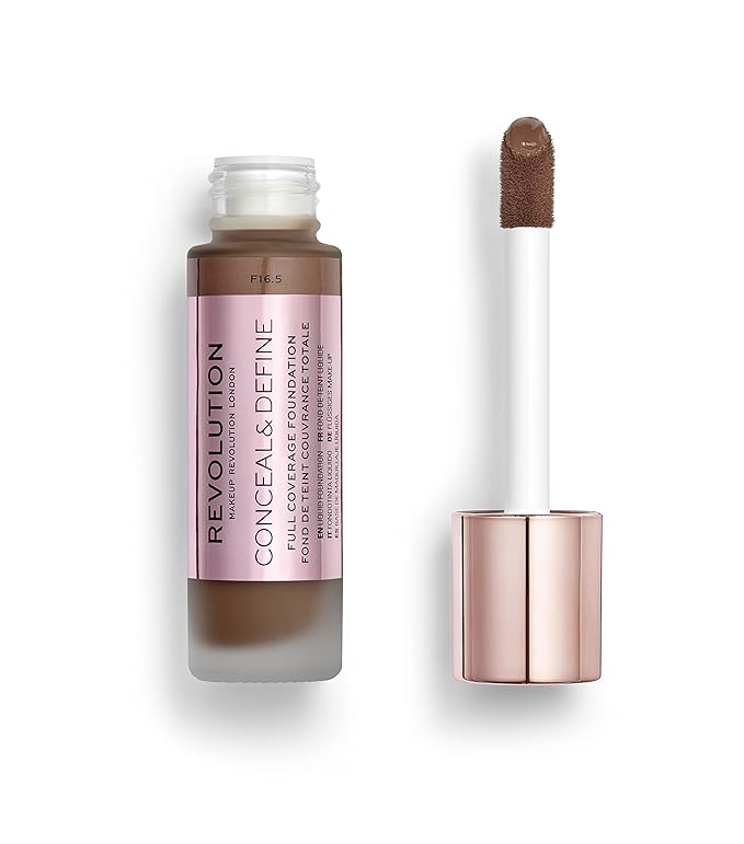 Makeup Revolution Conceal and Define Concealer, Full Coverage & Matte Finish, C17.5 for Dark/Deep Skin Tones, Vegan & Cruelty-Free, 0.7 Fl Oz-BrightBean Baby