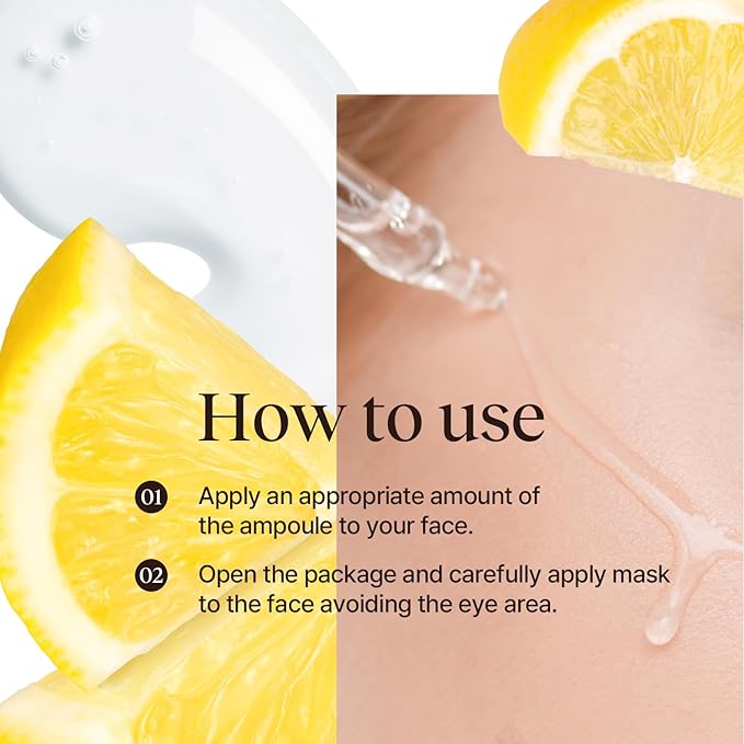 Vita C Brightening Ampoule Facial Serum | 85% Lemon Water | Skin Dullness Treatment | Vitamin Skincare |Skin Refreshing Serum | Korean Skincare (1.01 fl oz, 30ml)-BrightBean Baby