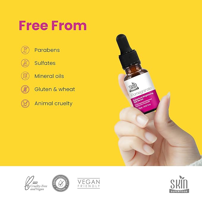 Pomegranate Superfood Brightening Oily Eye Serum 100% Natural and Vegan 0.53 Fl Oz (15ml)-BrightBean Baby