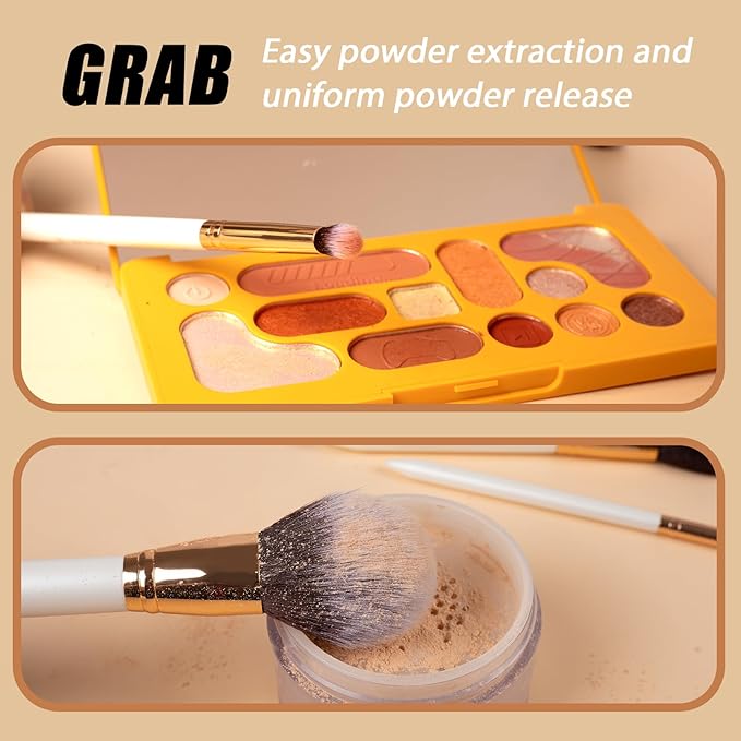 OMANIAC Makeup Brush Set Professional, 12 Pearlescent Wood Handle Makeup Brushes, Premium Cruelty-Free Synthetic Fiber Hair, Travel Make up Brushes Set with Case (White).-BrightBean Baby