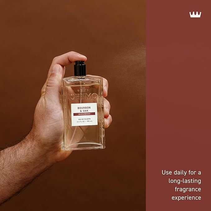Cremo Cologne for Men - Bourbon & Oak Mens Cologne Spray - A Sophisticated Blend of Distiller’s Spice, Fine Bourbon and White Oak, Fragrances For Men, 3.4 Fl Oz-BrightBean Baby