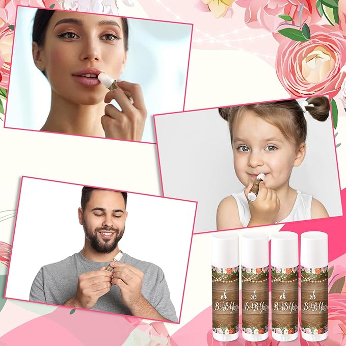 40 Pieces Lip Balm Bulk Baby Shower Jasmine Lip Balm Favors Floral Moisturizing Lip Balm for Women Children Men Girl kids Gender Reveal Favors Gift Baskets (Floral)-BrightBean Baby