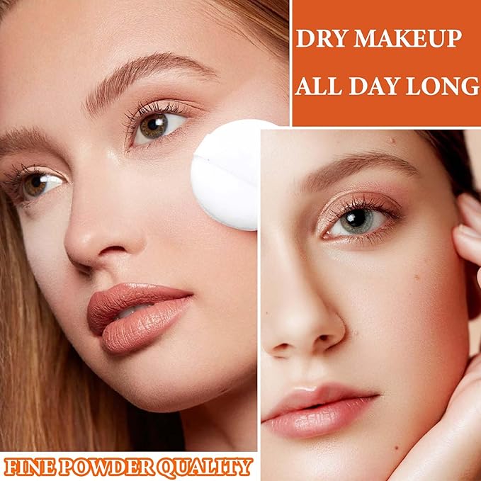 Oil Control Loose Face Powder,Translucent Setting Powder With a Powder Puff Long Lasting Makeup Covering Blemishes Brightens Skin Tone,Natural Matte Loose Powder for Women(2)-BrightBean Baby