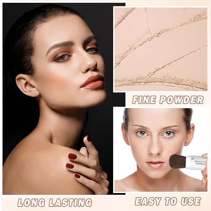 Mineral Sunscreen Setting Powder Mineral Brush Powder SPF 35 PA+++ Oil Control Matte Effect Lightweight Breathable Translucent Powder Setting Powder Sunscreen Makeup for Face with Brush - 02 Fair-BrightBean Baby