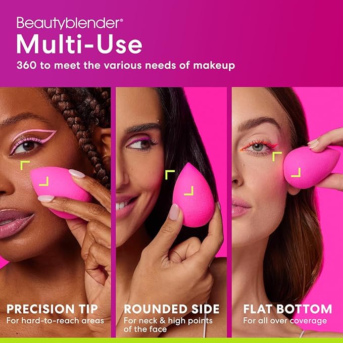Beautyblender® | Original Pink Beauty Blender Makeup Sponge, Super-Soft Foam Easily Blends Foundations, Powders & Creams, Made in USA, Reusable, Washable, Streak Free Application, Vegan, Cruelty Free-BrightBean Baby