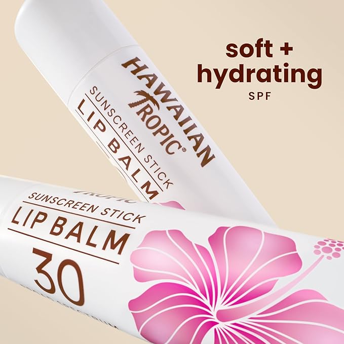 Hawaiian Tropic Tropical Lip Balm SPF 30, 0.14oz | Lip Sunscreen, Lip SPF 30, Lip Sunblock, Oxybenzone Free Sunscreen, Travel Size Sunscreen, Mini Sunscreen, 0.14oz (Pack of 10)-BrightBean Baby