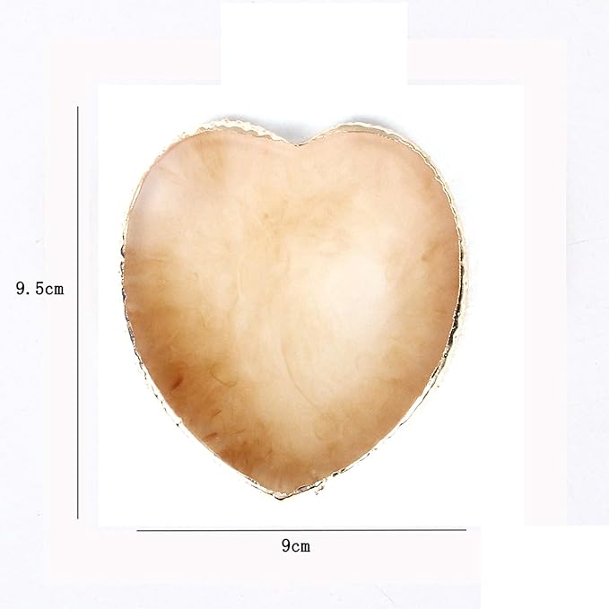 AKOAK 1 Pack Nail Heart Shape Resin Palette Agate Golden Edge Palette Crystal Edge Shooting Prop Palette Works Display Board Tools (Yellow)-BrightBean Baby