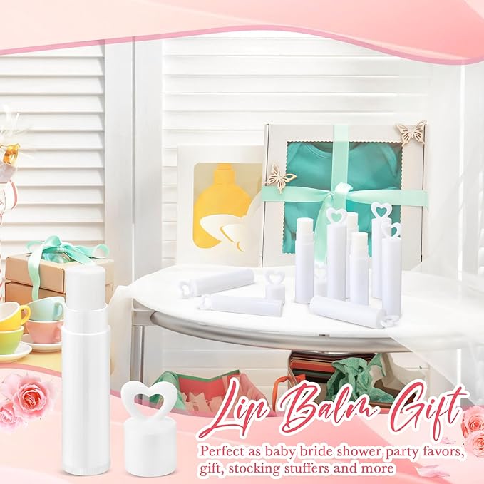 100 Pcs Lip Balm Bulk Heart Shape Lip Balm Jasmine Scented Beeswax Lip Balm Moisturizing Lip Balm Add Your Own Labels for Teacher Baby Shower Coworkers Friend Gift-BrightBean Baby