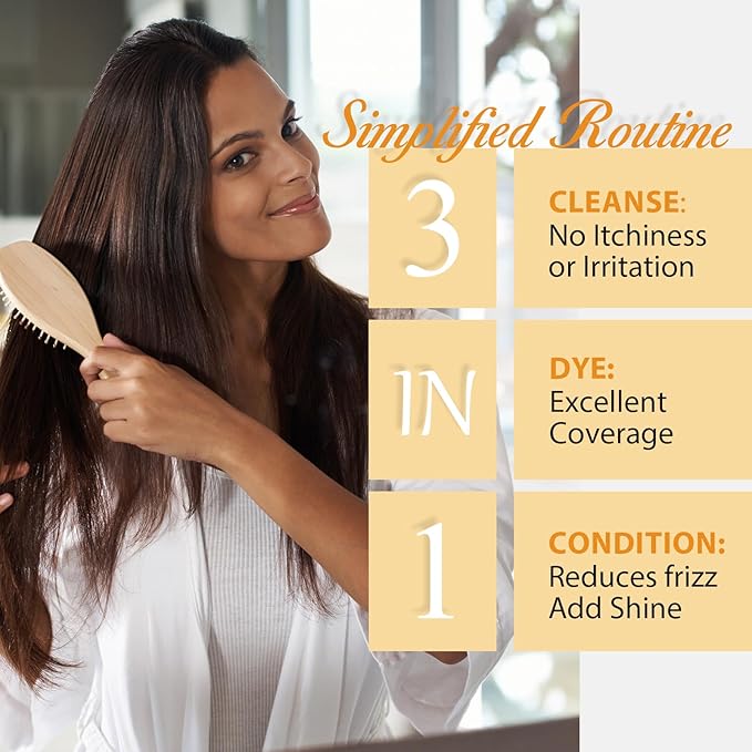 3-in-1 Hair Dye Shampoo Light Brown, Natural Hair Color Shampoo for Gray Hair, Hair Instant Dye Shampoo for Women & Men, Long-Lasting Shampoo Hair Dye Colors Hair in Minutes, Champu Para Canas, 500 Ml-BrightBean Baby