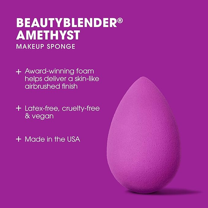 Beautyblender® | Amethyst Beauty Blender Makeup Sponge, Super-Soft Foam Easily Blends Foundations, Powders & Creams, Made in USA, Reusable, Washable, Streak Free Application, Vegan, Cruelty Free-BrightBean Baby