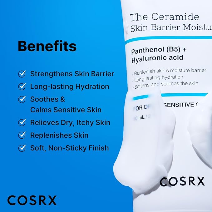COSRX Ceramide Skin Barrier Moisturizer for Face with 7 Ceramides, Hyaluronic Acid & Panthenol for All Skin Types, 2.7 fl.oz, Korean Skin Care-BrightBean Baby