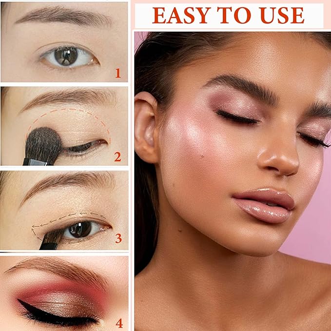 12 Color Naked Eyeshadow Palette,Pearly Earth Color Eyeshadow,Natural Shimmer Eyeshadow Palette,Professional Waterproof and Smudge Proof Eye Shadow Palette Kit,Eye Makeup Set for Women(B)-BrightBean Baby