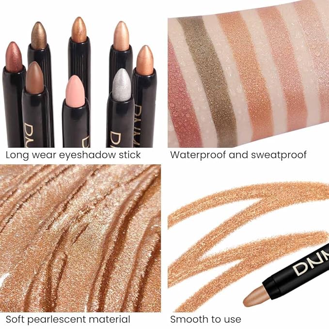 Kaely 8Pcs Cream Eye Shadow Brightener Sticks Set for Eyes,Shimmer Matte Pencil Eyeshadow Applicator Stick Palette,Halloween Makeup Waterproof,Birthday Party gifts for Women kids Girls 05