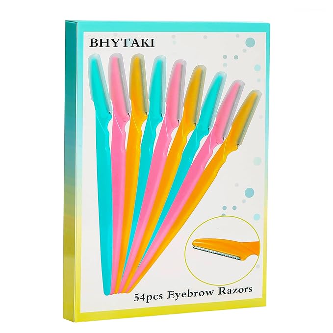 Eyebrow Razor, 54 Pcs Eyebrow Razors with Safety Cover, Face Razor for Women and Man Smooths Away Peach Fuzz, Easy to Use Eyebrow Knife for Trimming and Shaping Eyebrows(3 Colors)-BrightBean Baby