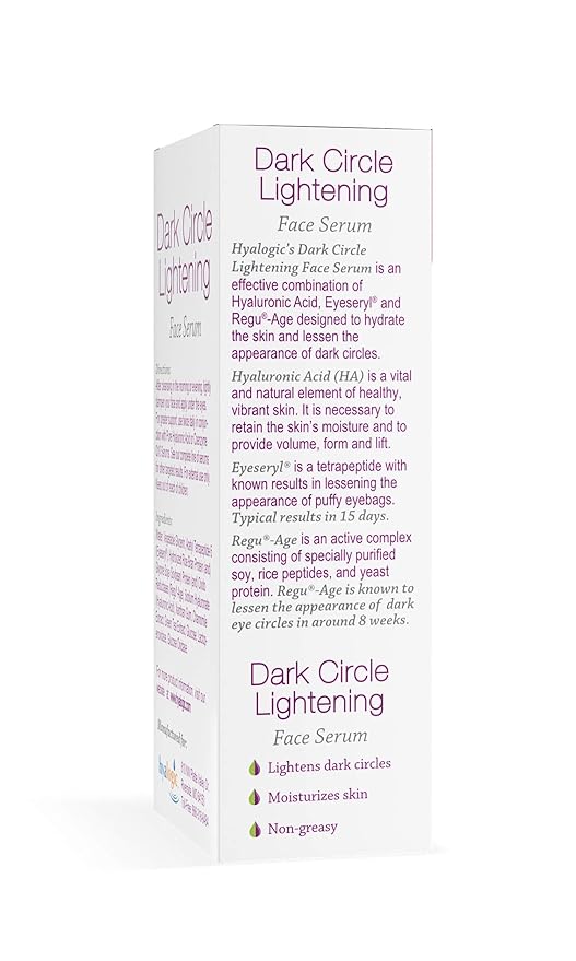 Hyalogic Dark Circle Lightening Face Serum - Treat Under Eye Dark Circles w/Hyaluronic Acid, Eveseryl & Regu-Age - Soothe, Nourish & Rejuvenate Skin - 1oz-BrightBean Baby