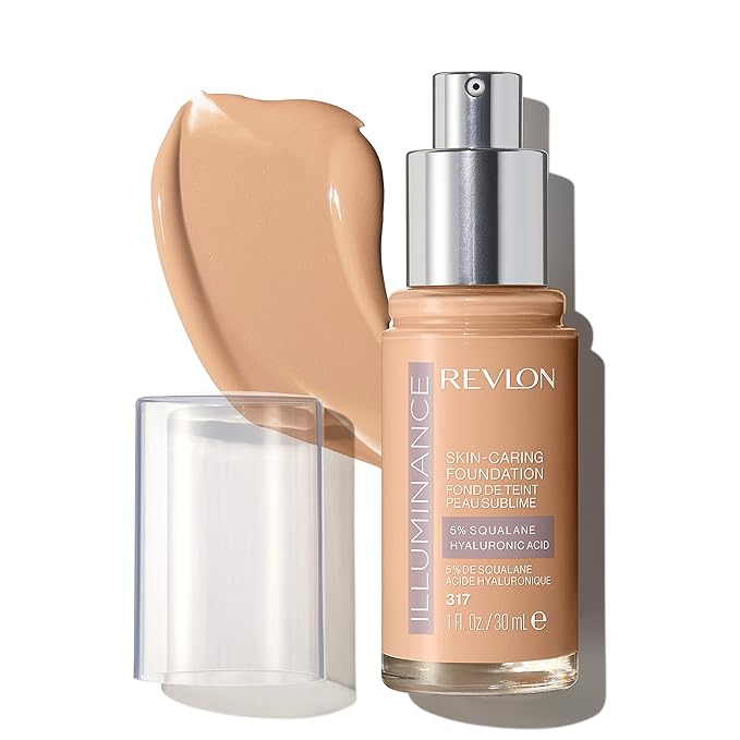 Revlon Illuminance Skin-Caring Liquid Foundation, Hyaluronic Acid, Hydrating and Nourishing Formula with Medium Coverage, 317 Tan Sand (Pack of 1)-BrightBean Baby