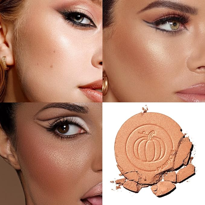 Face Blush, Powder Blush Makeup, Longlasting Highly Pigmented Face makeup, Smooth, Vegan & Cruelty Free, 1 Count, 05 PUMPKIN-BrightBean Baby