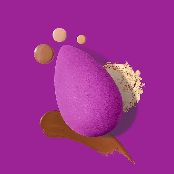 Beautyblender® | Amethyst Beauty Blender Makeup Sponge, Super-Soft Foam Easily Blends Foundations, Powders & Creams, Made in USA, Reusable, Washable, Streak Free Application, Vegan, Cruelty Free-BrightBean Baby