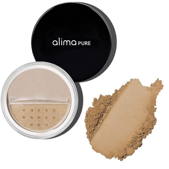 Alima Pure Matte Foundation Loose Mineral Powder Foundation Makeup, Loose Powder Makeup Oil Free Talc Free Powder, Natural Makeup Mineral Foundation Full Coverage Natural Foundation Powder .15 oz/4.5g-BrightBean Baby