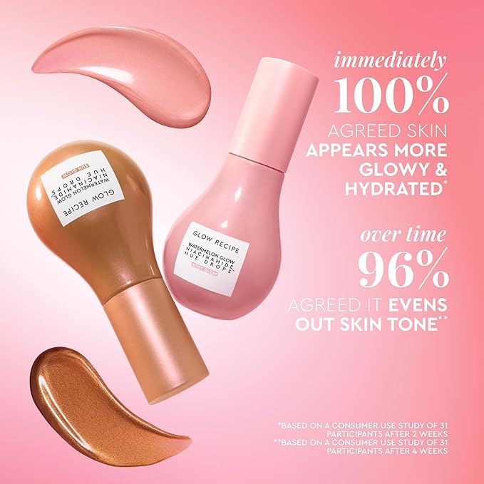 Glow Recipe Hue Drops Tinted Face Serum - Illuminating Glow Drops to Brighten & Hydrate - Skincare Makeup Primer & Liquid Highlighter to Blur Pores for a Radiant, Even Skin Tone - Rosy Glow (40ml)-BrightBean Baby