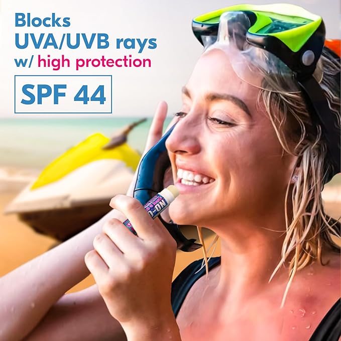 Moisturizing SPF 44 Lip Balm - Spf Lip Balm with Vitamin E | Broad Spectrum | Moisturizing | Vegan | Water Resistant Vanilla Flavor | 0.15 oz | 3 Pack-BrightBean Baby