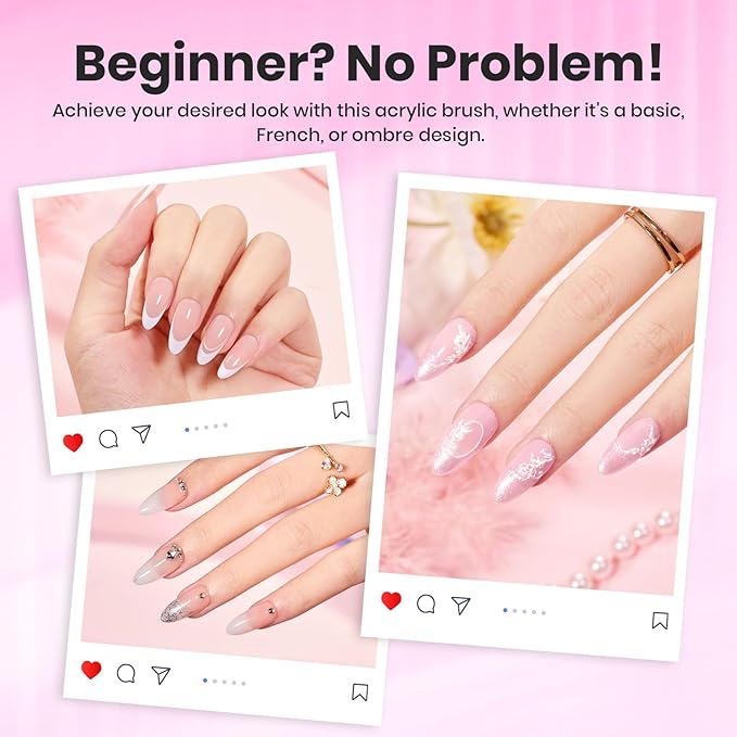 Beetles Acrylic Nail Brush Kolinsky Hair Bristles Round Shaped Metal Handle Nail Art Brushes for Acrylic Powder Manicure Extension DIY at Home Manicure Tool - Size 8-BrightBean Baby