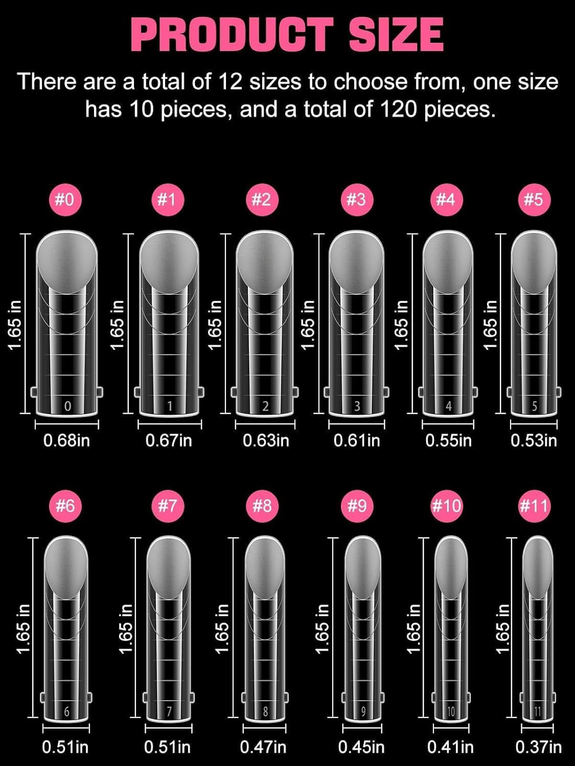 EBANKU 120Pcs Matte Dual Nail Forms, Clear Poly Gel Nail Molds Square Full Cover Coffin Nail Tips Extension Forms 12 Sizes for Gel Manicure Nail Art Design Salon&DIY-BrightBean Baby