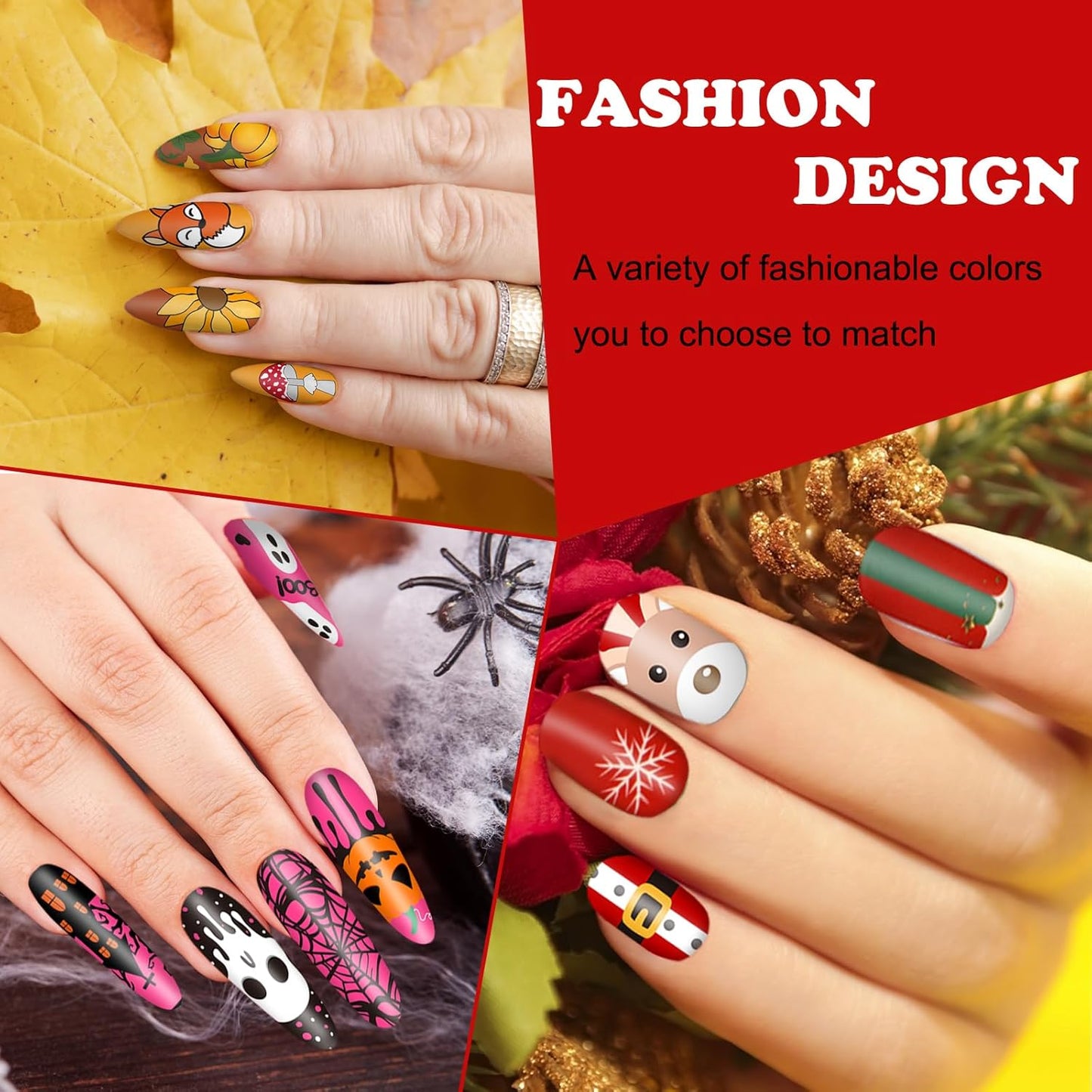 Whaline 6Pcs Fall Halloween Christmas Nail Plates Stamping Set Pumpkin Ghost Snowman Stamp Templates Nail Art Plates for DIY Print Manicure Salon Design-BrightBean Baby